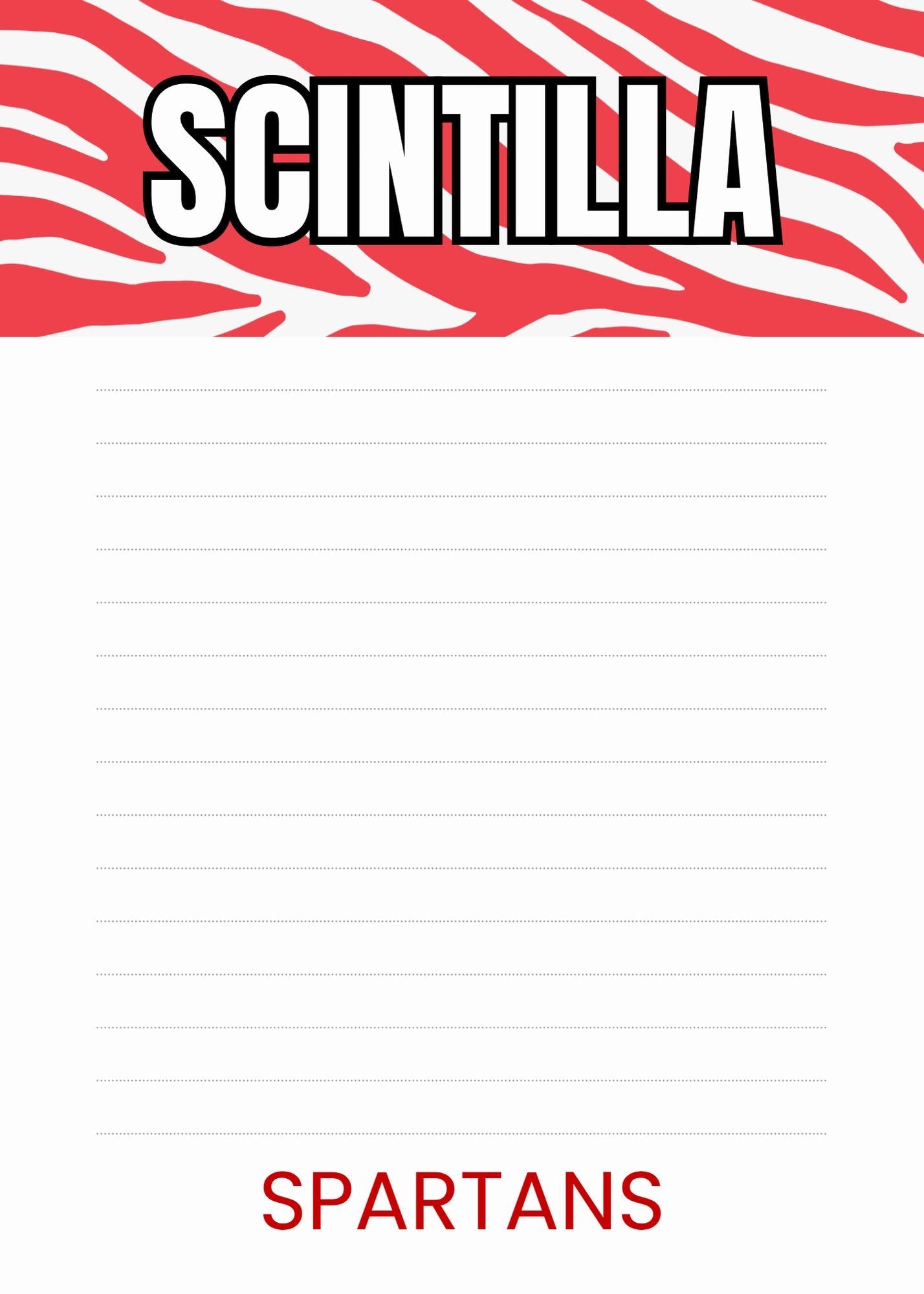 Scintilla Spartans Notepad | 5x7 School Spirit Memo Pad | Teacher Graduation Gift