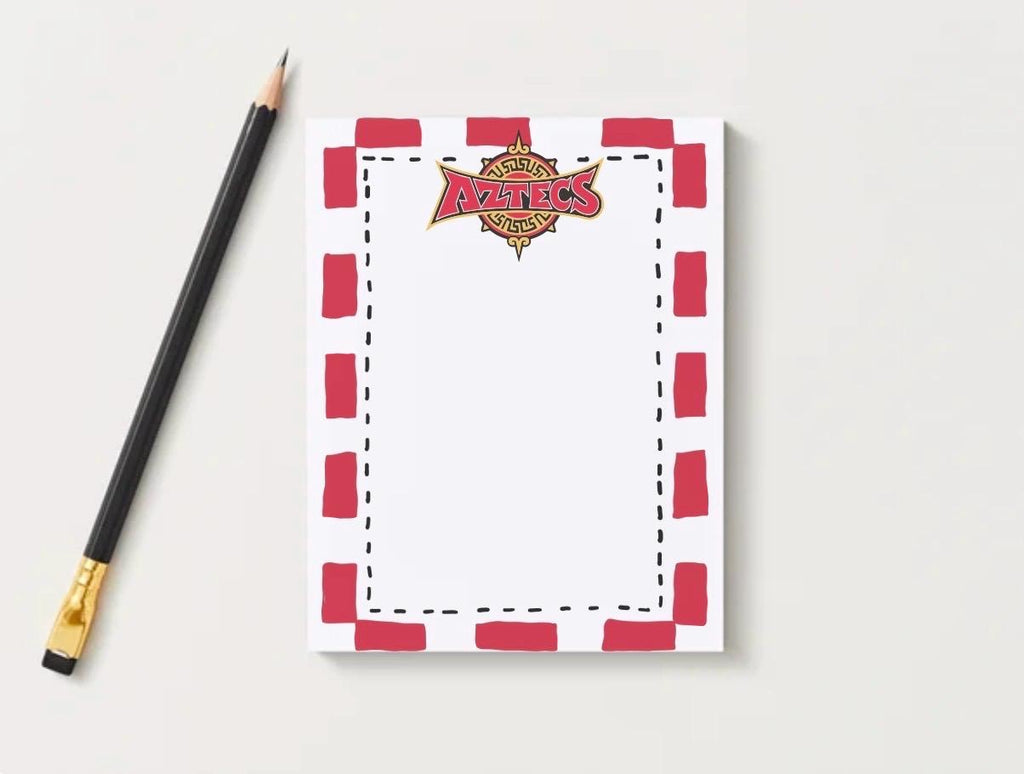 San Diego Aztecs Notepad | Red Black Collegiate Desk Pad | Campus Stationery 5x7