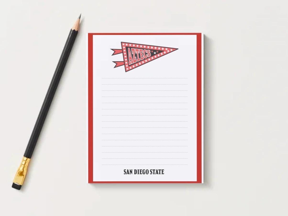 San Diego State Aztecs Notepad | Red Black Collegiate Desk Pad (5x7)