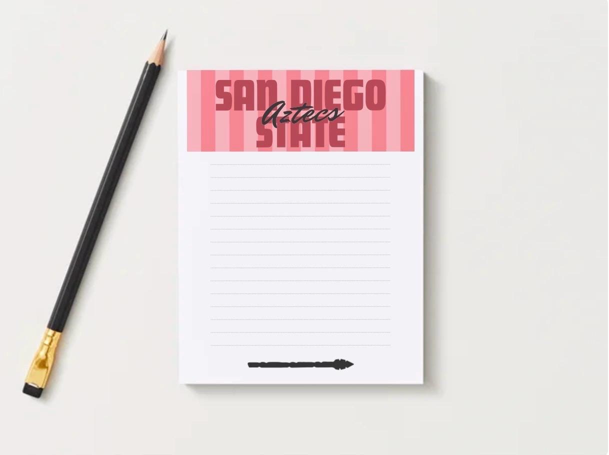 San Diego State Aztecs Notepad | Red Black Collegiate Desk Pad (5x7)