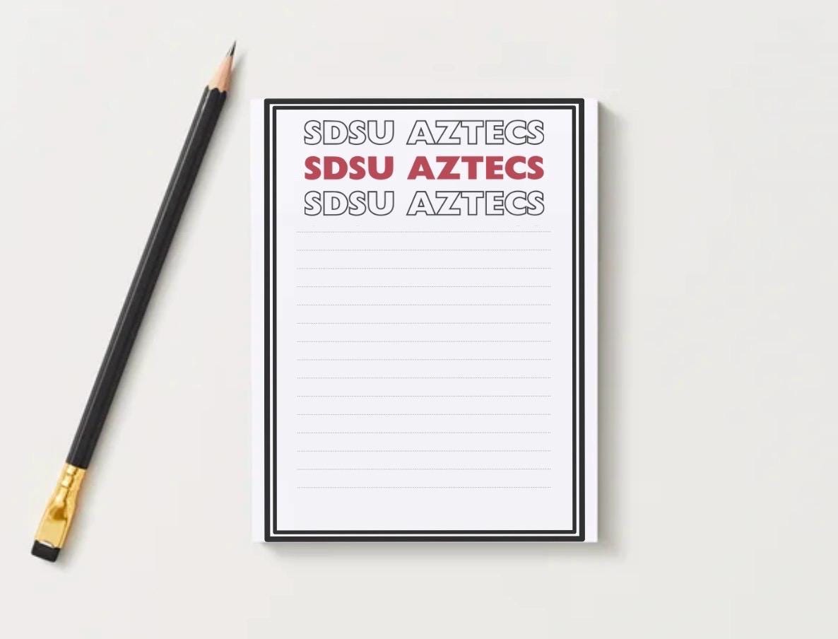 SDSU Aztecs Notepad | Red Black Collegiate Desk Pad | Campus Notes Stationery