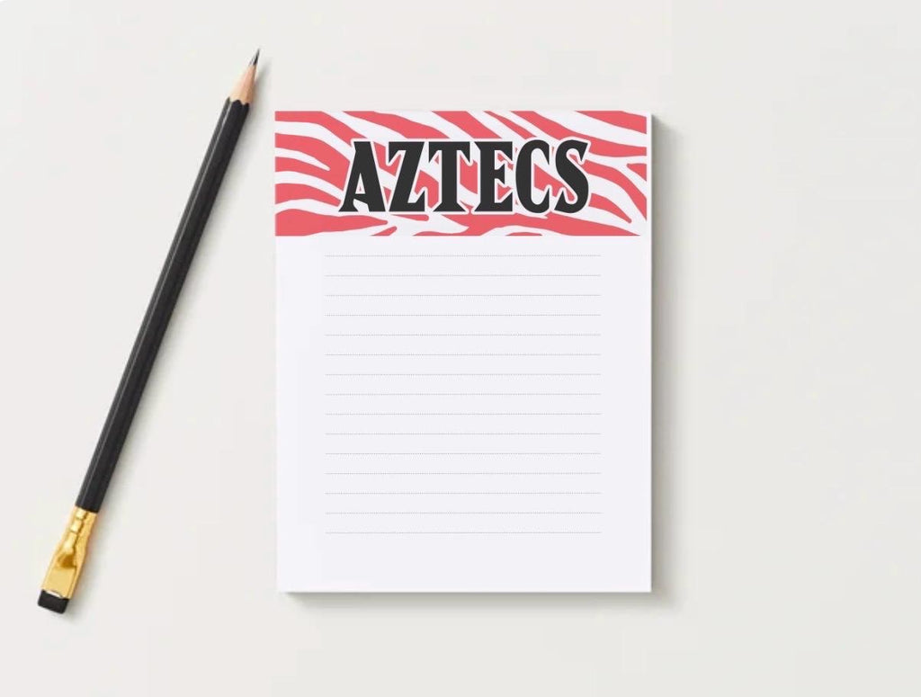 Aztecs Notepad | Red Black Collegiate Desk Pad | Campus Stationery (5x7)