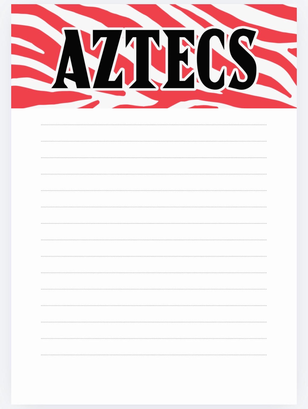 Aztecs Notepad | Red Black Collegiate Desk Pad | Campus Stationery (5x7)