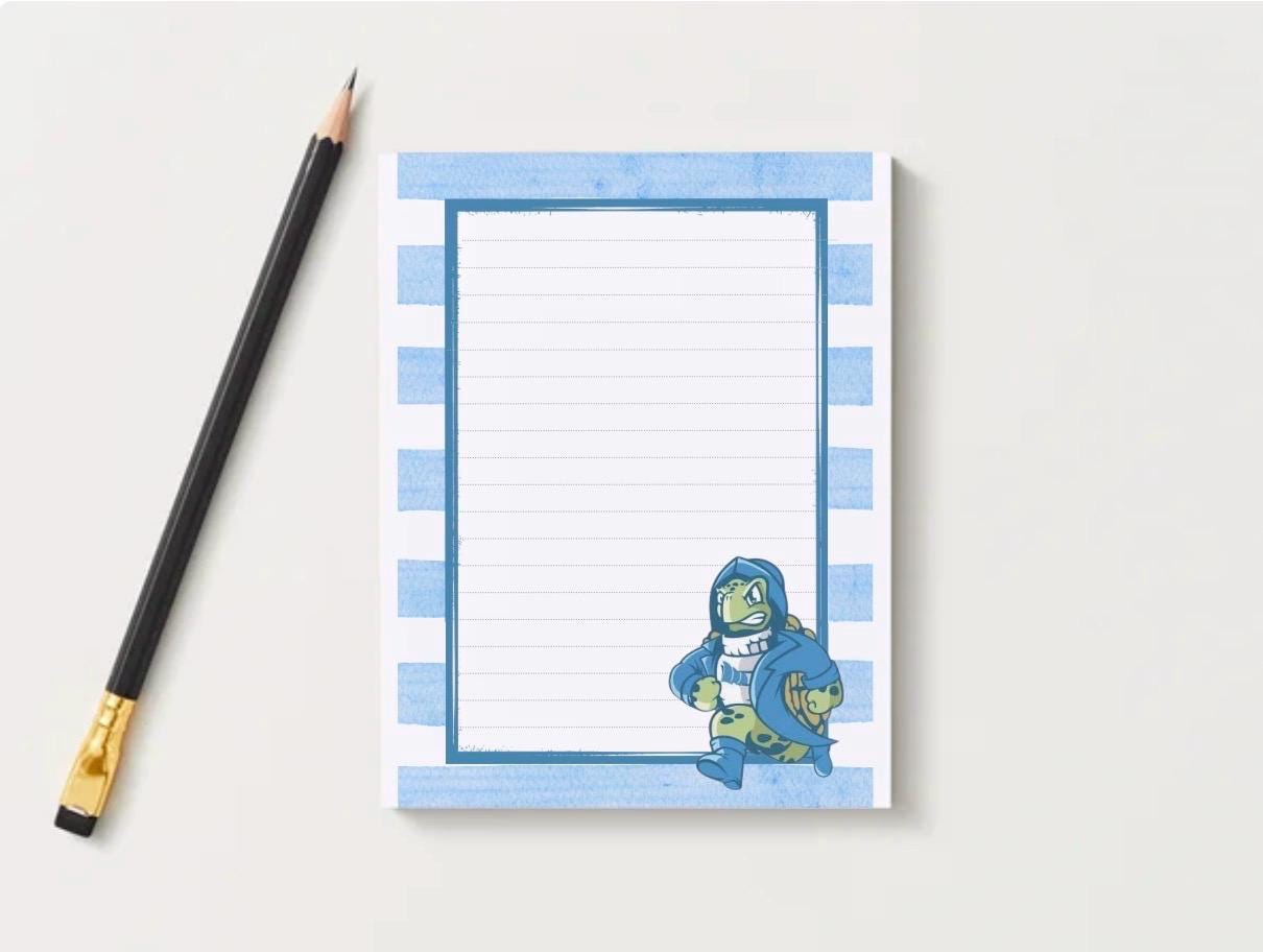 Coastal Georgia Notepad | Preppy Blue Gold Stationery | College Student Desk Pad