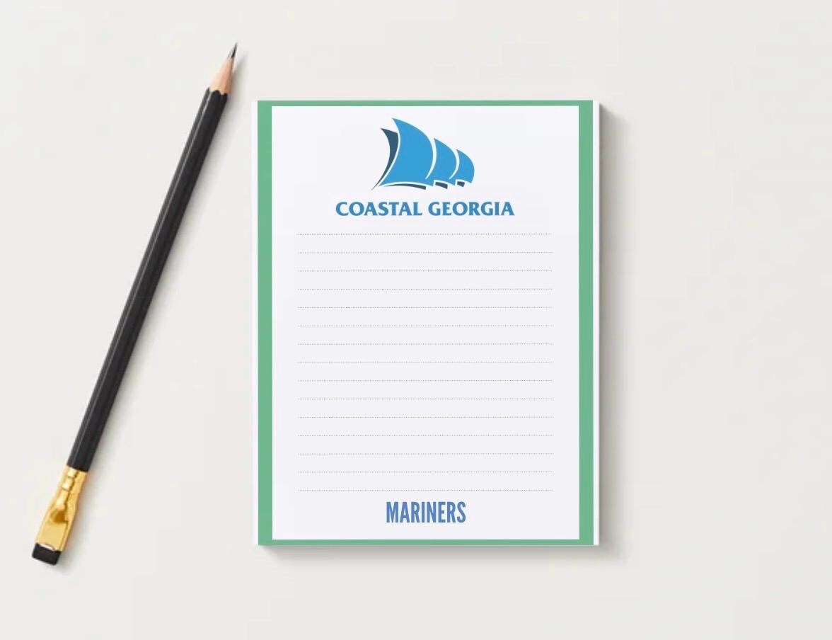 Coastal Georgia Mariners Notepad | Preppy Blue Gold Stationery | College Notes Desk Pad
