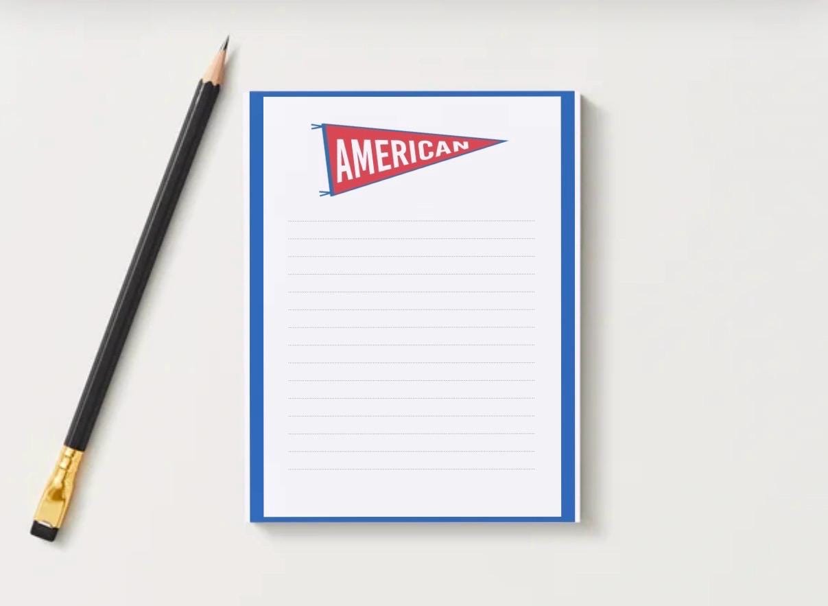 American University Inspired Notepad | Collegiate Pennant Design, 5x7 Memo Pad
