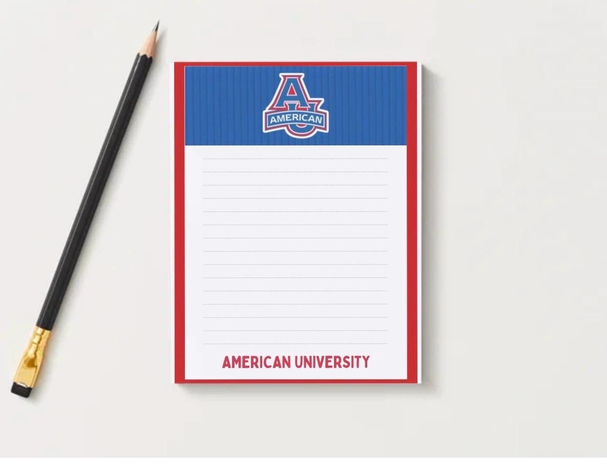 American University Inspired Notepad | College Stationery, Dorm Desk Accessory, Graduation Gift