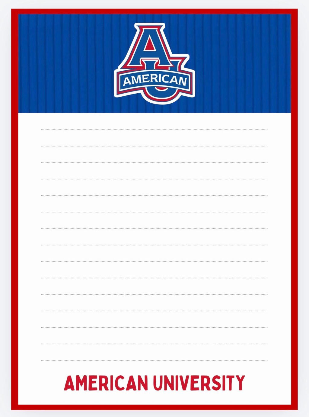 American University Inspired Notepad | College Stationery, Dorm Desk Accessory, Graduation Gift