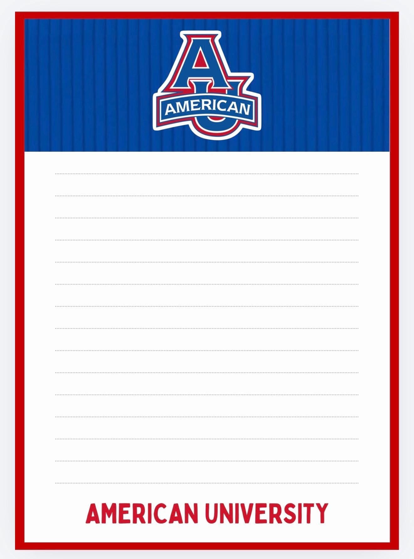 American University Inspired Notepad | College Stationery, Dorm Desk Accessory, Graduation Gift