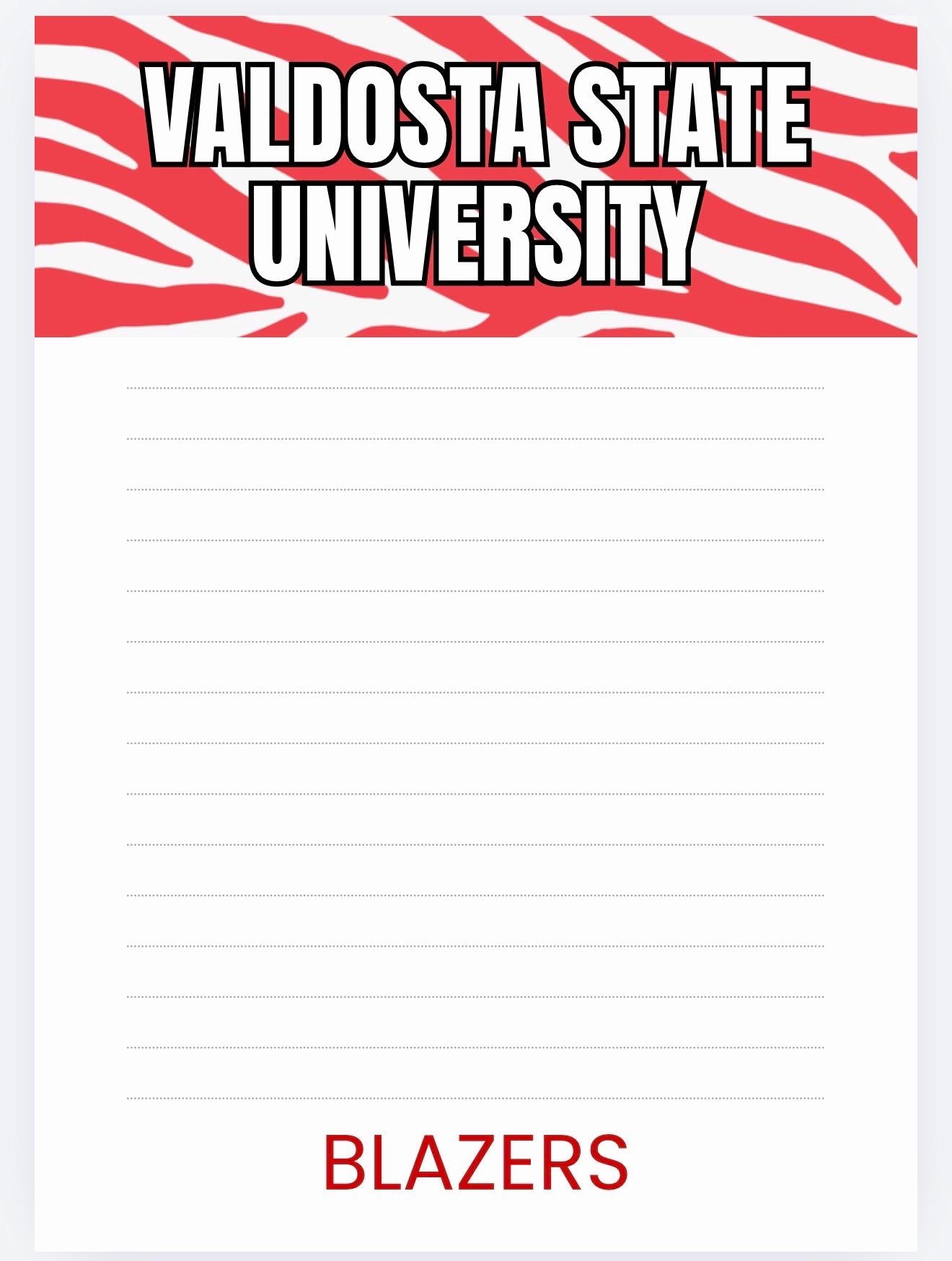 Valdosta State Blazers Notepad | Red Black College Desk Pad (5x7)