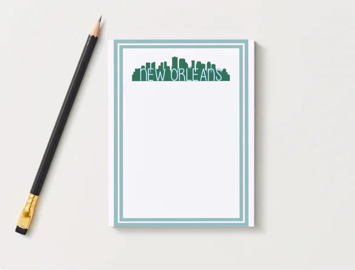 Tulane University Inspired Skyline Notepad | College Dorm Desk Stationery