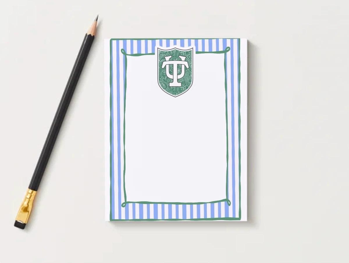 Tulane University Inspired Notepad | Collegiate Green Wave Stationery, Dorm Desk Accessories
