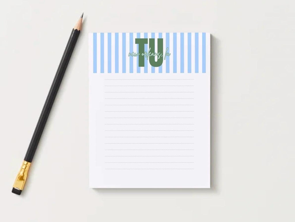 Tulane University Inspired Notepad Green Wave Stationery, Dorm Desk Accessories
