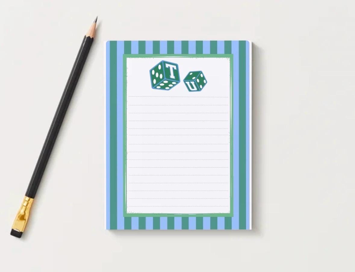 Tulane University Inspired Notepad | Green Wave College Stationery, Dorm Desk Accessories