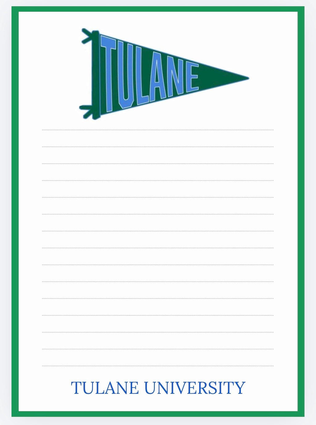 Tulane University Inspired Notepad | Green Wave Collegiate Stationery | Desk Dorm Accessory