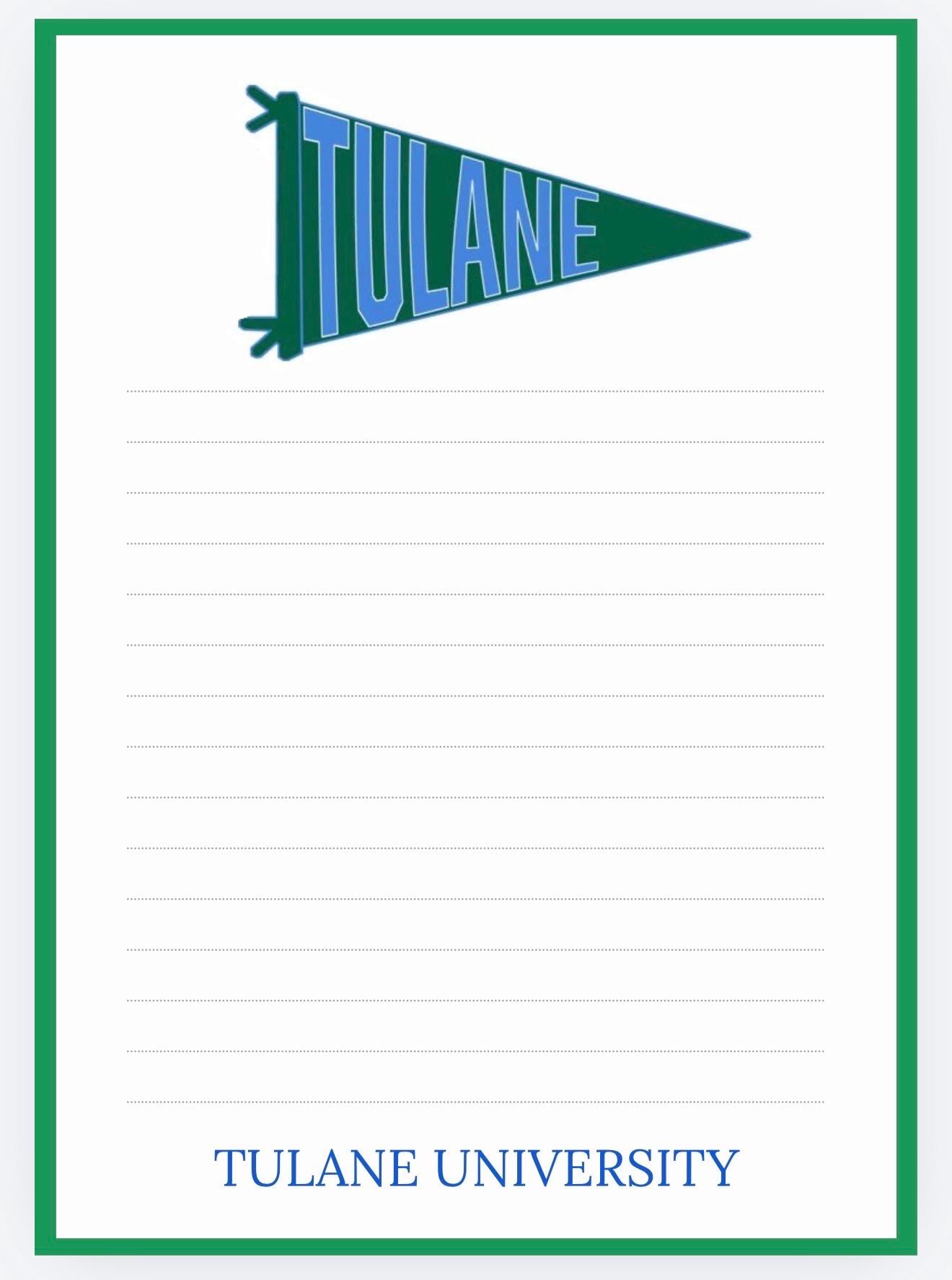 Tulane University Inspired Notepad | Green Wave Collegiate Stationery | Desk Dorm Accessory
