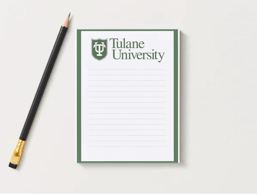 Tulane University Inspired Notepad | Collegiate Green Wave Stationery