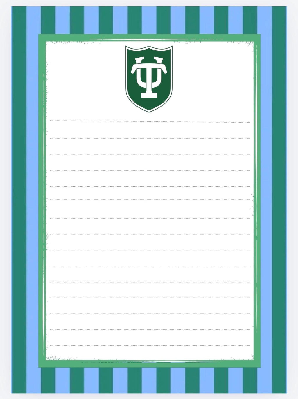 Tulane University Inspired Notepad | Collegiate Green Wave Stationery Desk Accessory
