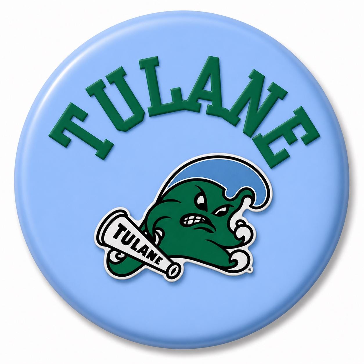 Tulane Inspired Game Day Button | Green Wave Football Pin, Tailgate Accessory