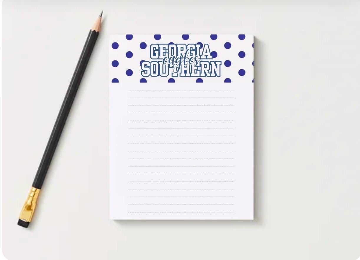 Georgia Southern University Notepad | Gameday Checklist, Eagle Fan Stationery