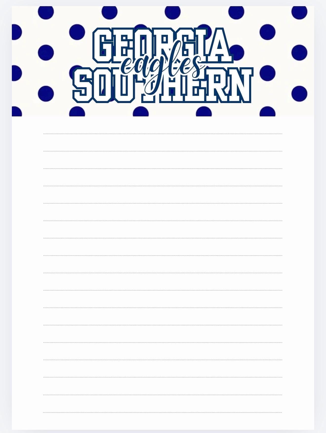 Georgia Southern University Notepad | Gameday Checklist, Eagle Fan Stationery