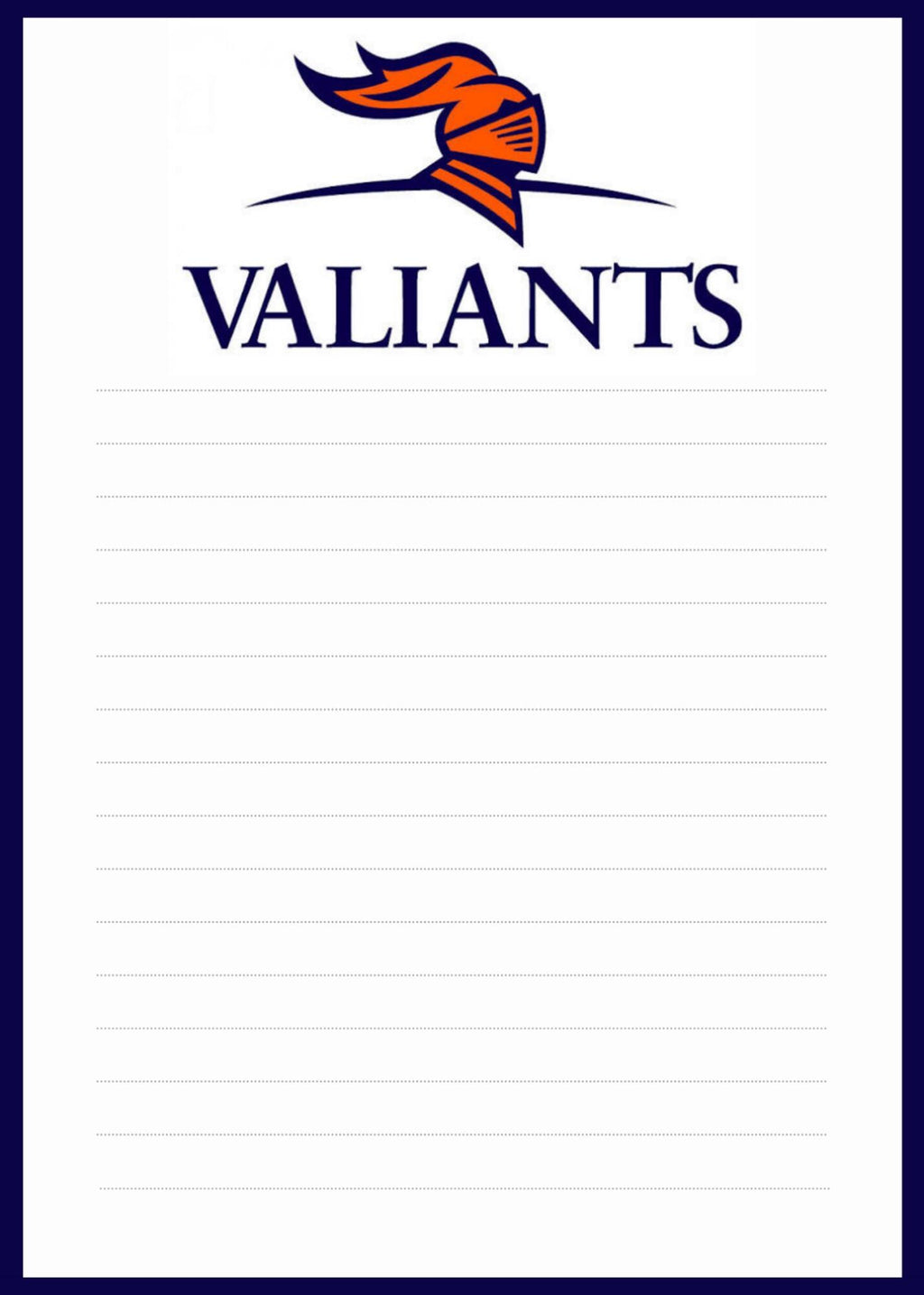 Valwood Valiants Notepad | School Spirit Stationery | Personalized Teacher Gift