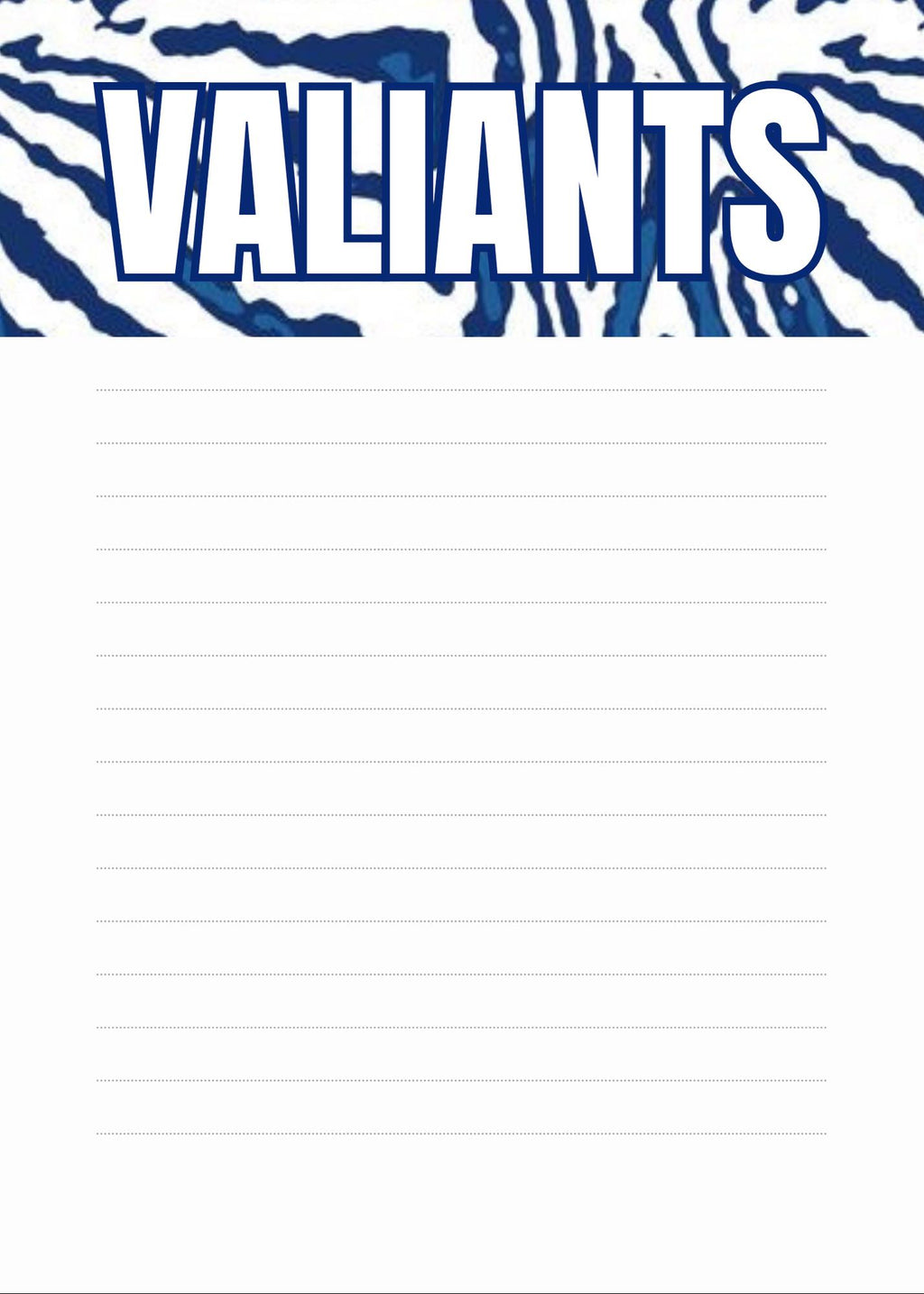 Valwood Valiants Notepad | School Spirit Stationery | 5x7 Desk Pad