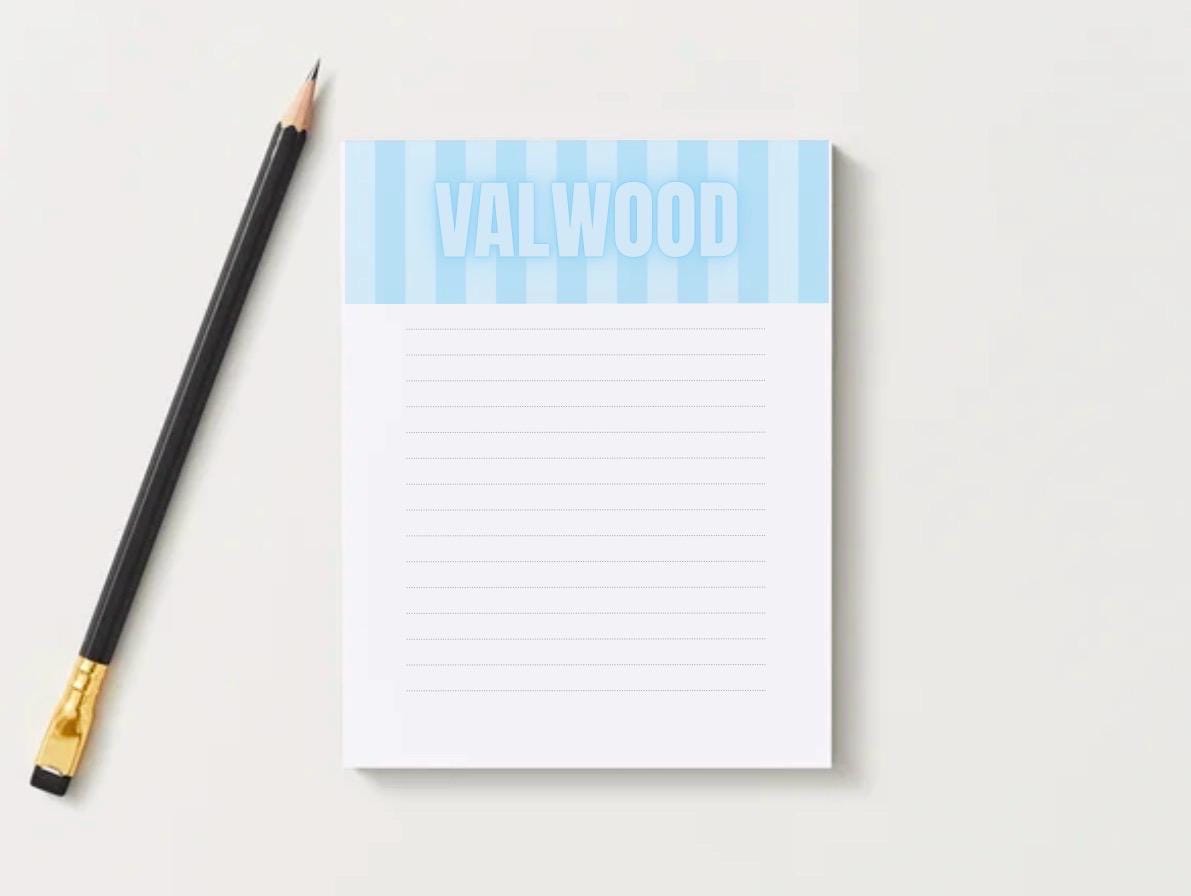 Valwood Valiants Notepad | School Spirit Stationery | Personalized Desk Accessory