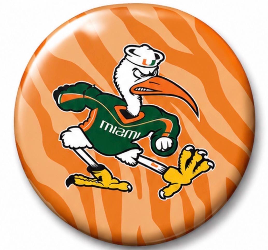 Miami Hurricanes Inspired Game Day Buttons | Orange Green Spirit Pins | College Tailgate Accessories