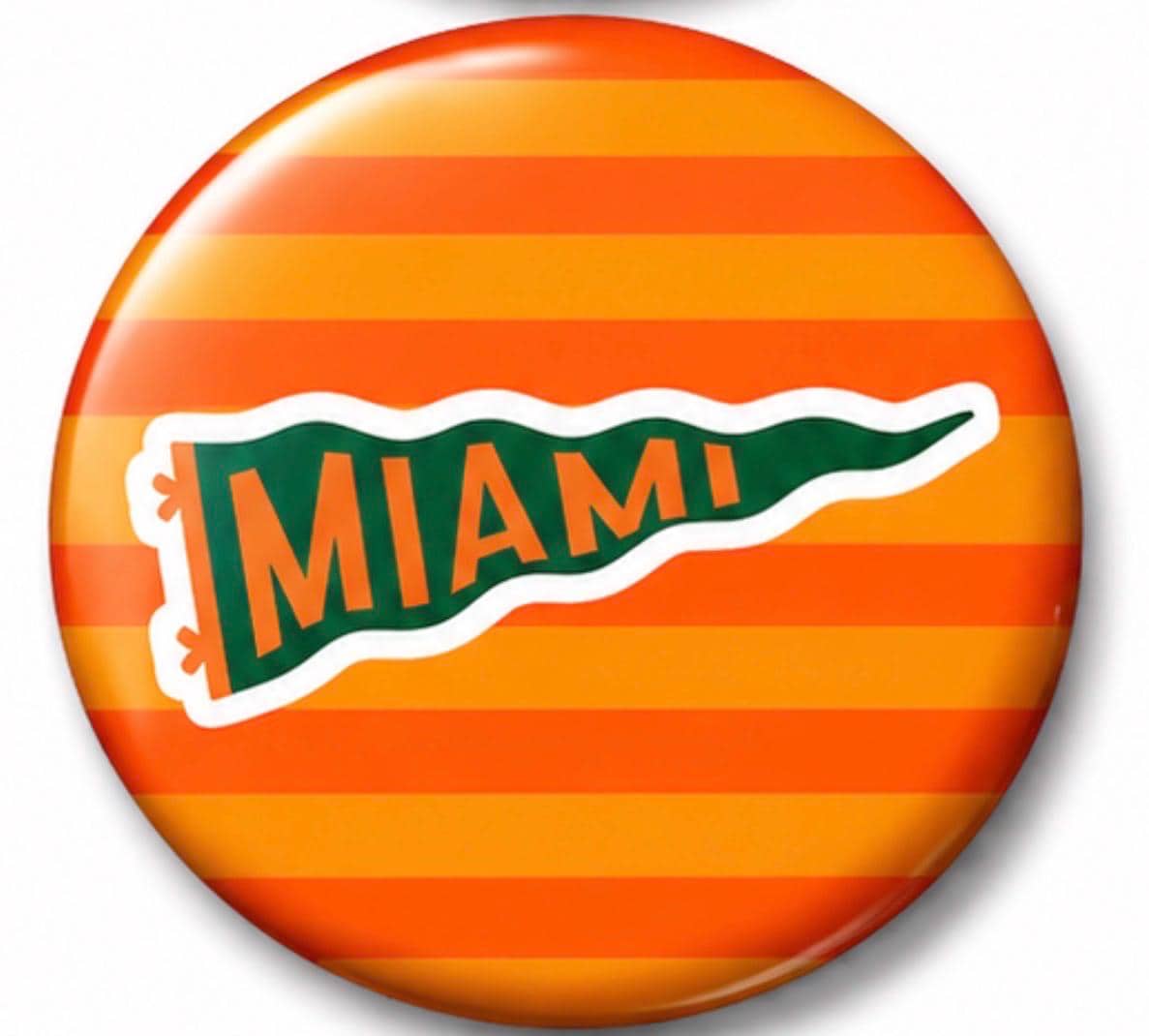 Miami Inspired Game Day Buttons | Orange Green Football Spirit Pins | College Tailgate Accessories