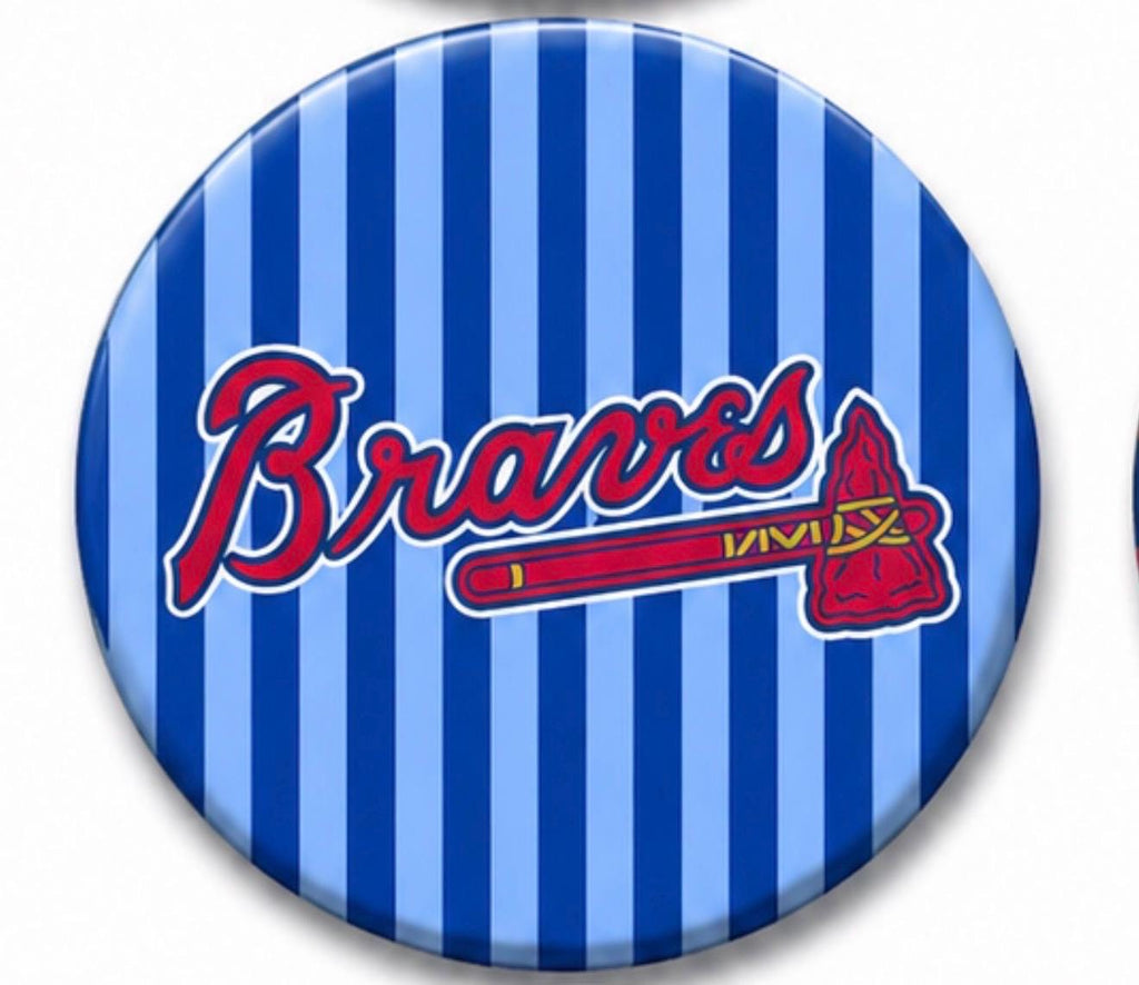Atlanta Braves Inspired Baseball Buttons | Game Day Fan Accessories, Tailgate Pins