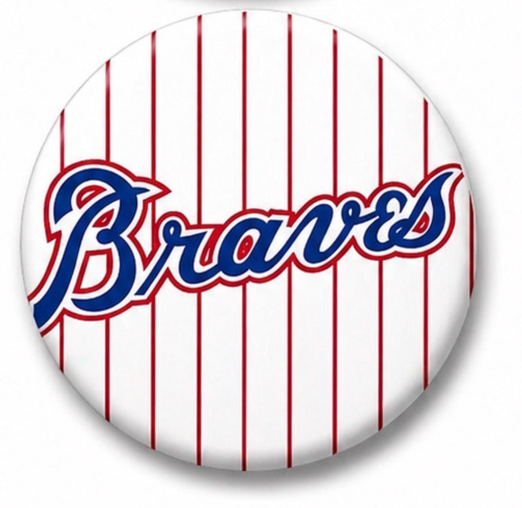 Atlanta Braves Inspired Baseball Buttons | Game Day Fan Accessories, Tailgate Pins