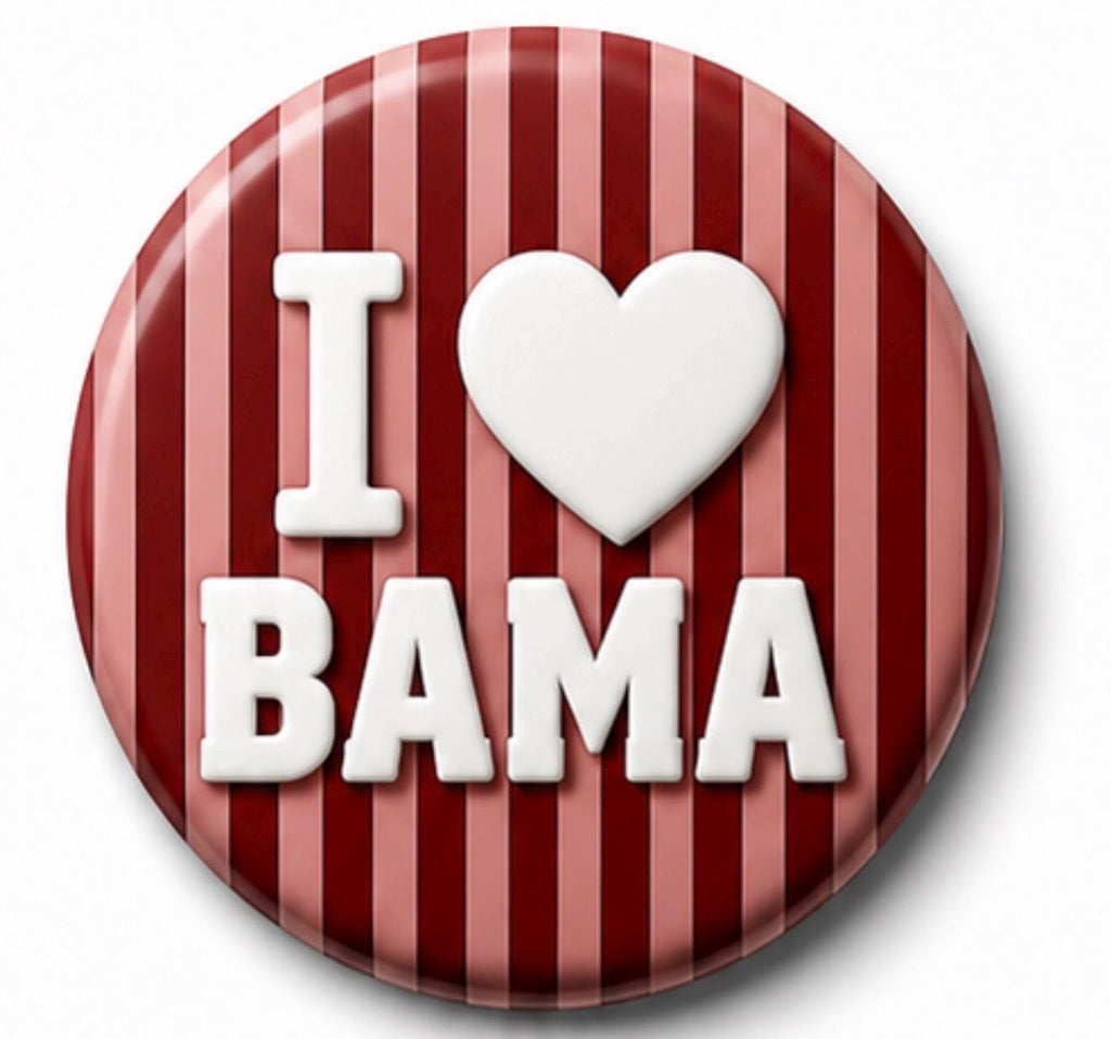 University of Alabama Inspired Gameday Button | Crimson Tide Roll Tide Fan Accessory