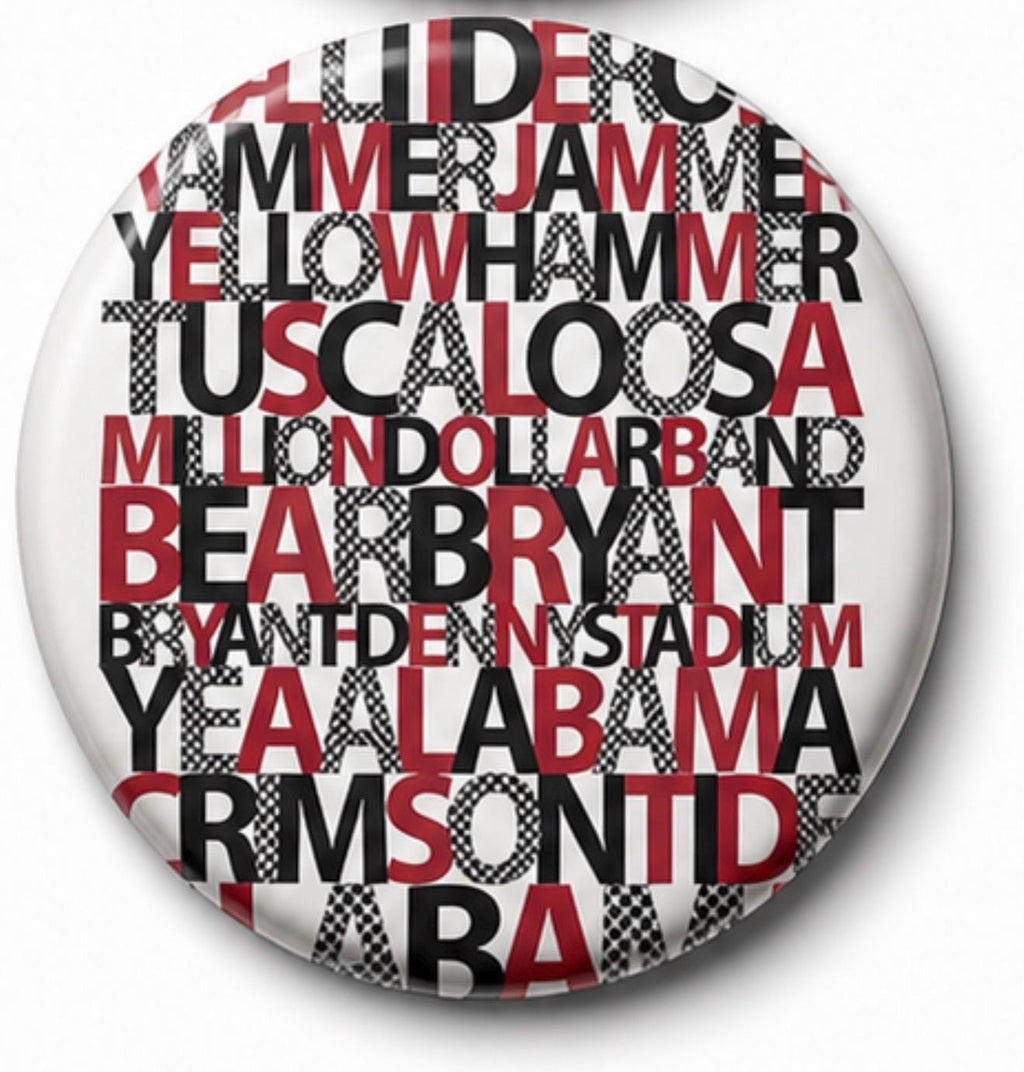 University of Alabama Inspired Gameday Button | Crimson Tide Roll Tide Fan Accessory