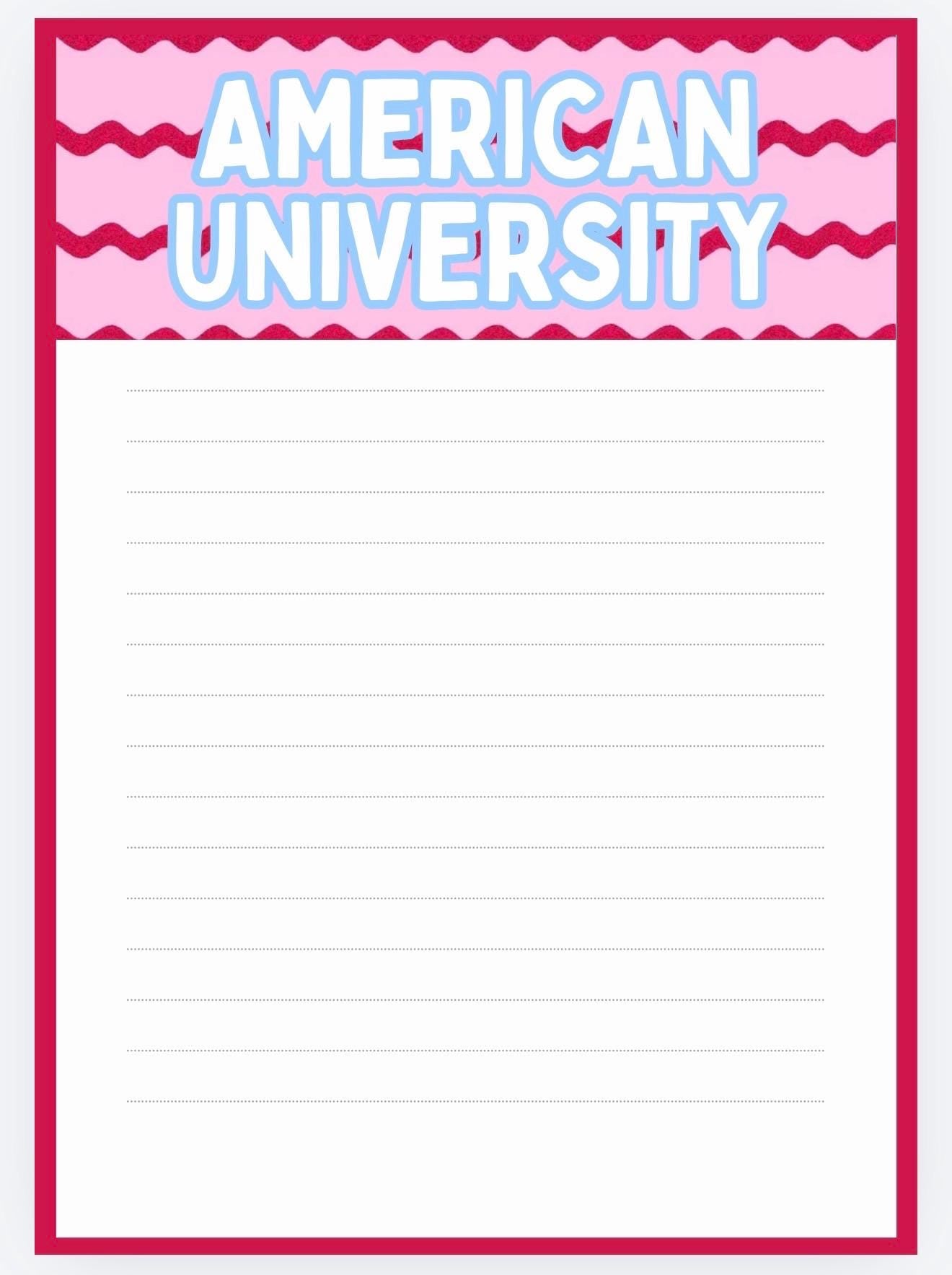 American University Inspired Notepad | College Dorm Desk Accessory, Student Stationery Gift