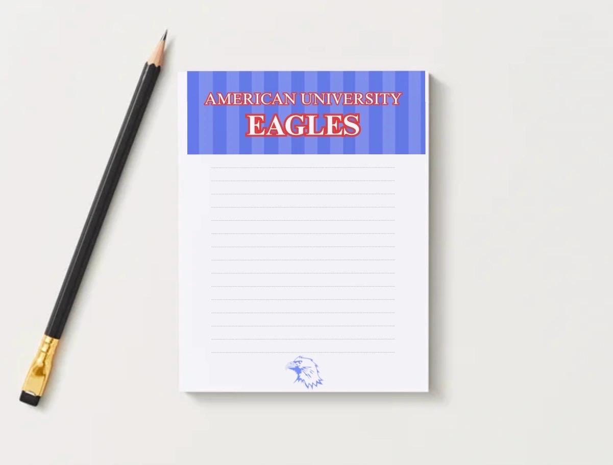 American University Eagles Inspired Notepad | College Dorm Desk Stationery (5x7)