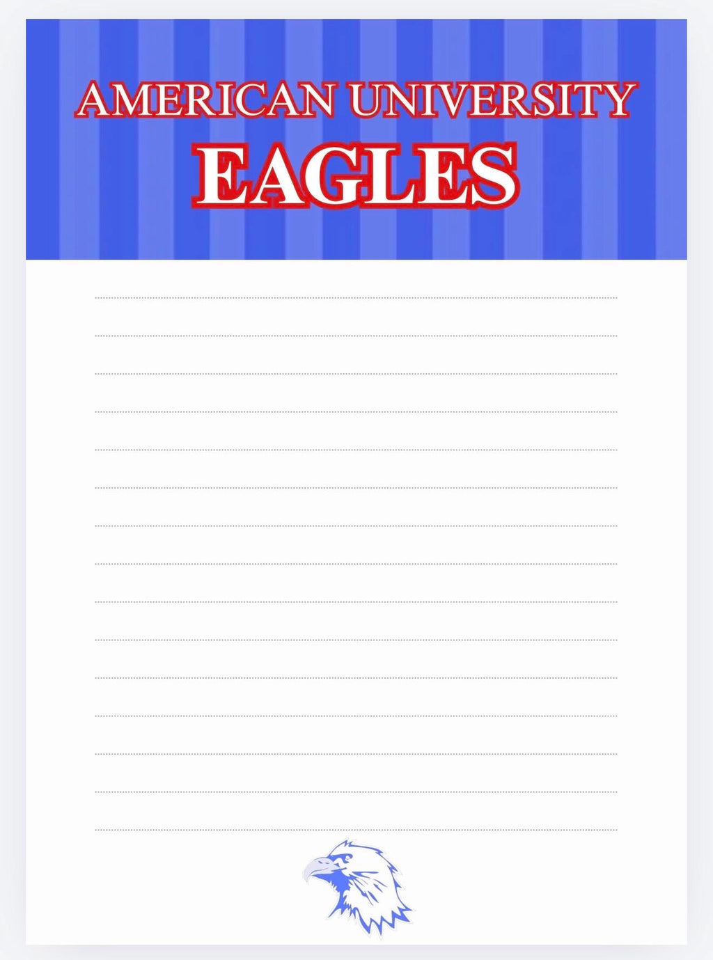 American University Eagles Inspired Notepad | College Dorm Desk Stationery (5x7)