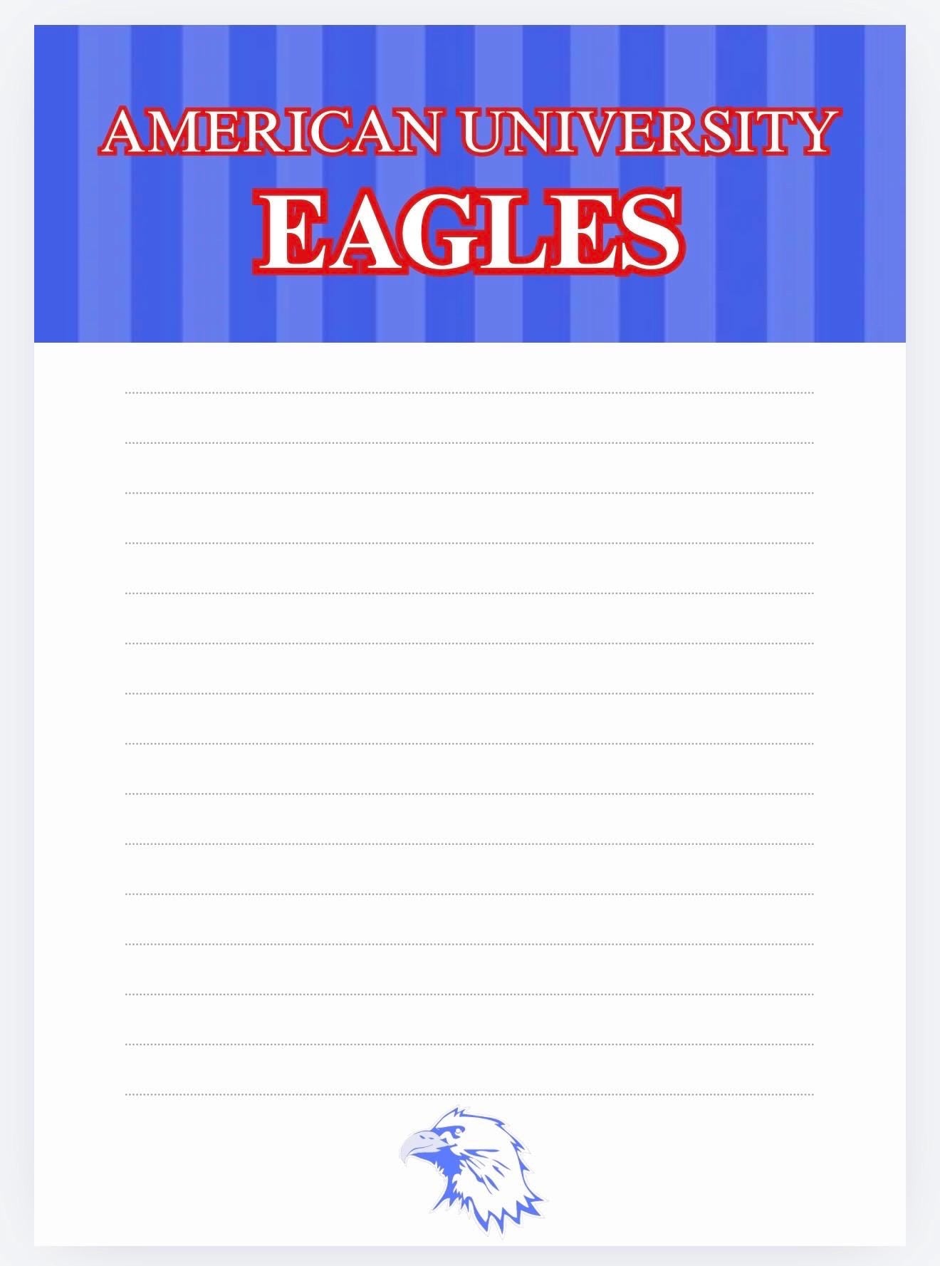 American University Eagles Inspired Notepad | College Dorm Desk Stationery (5x7)
