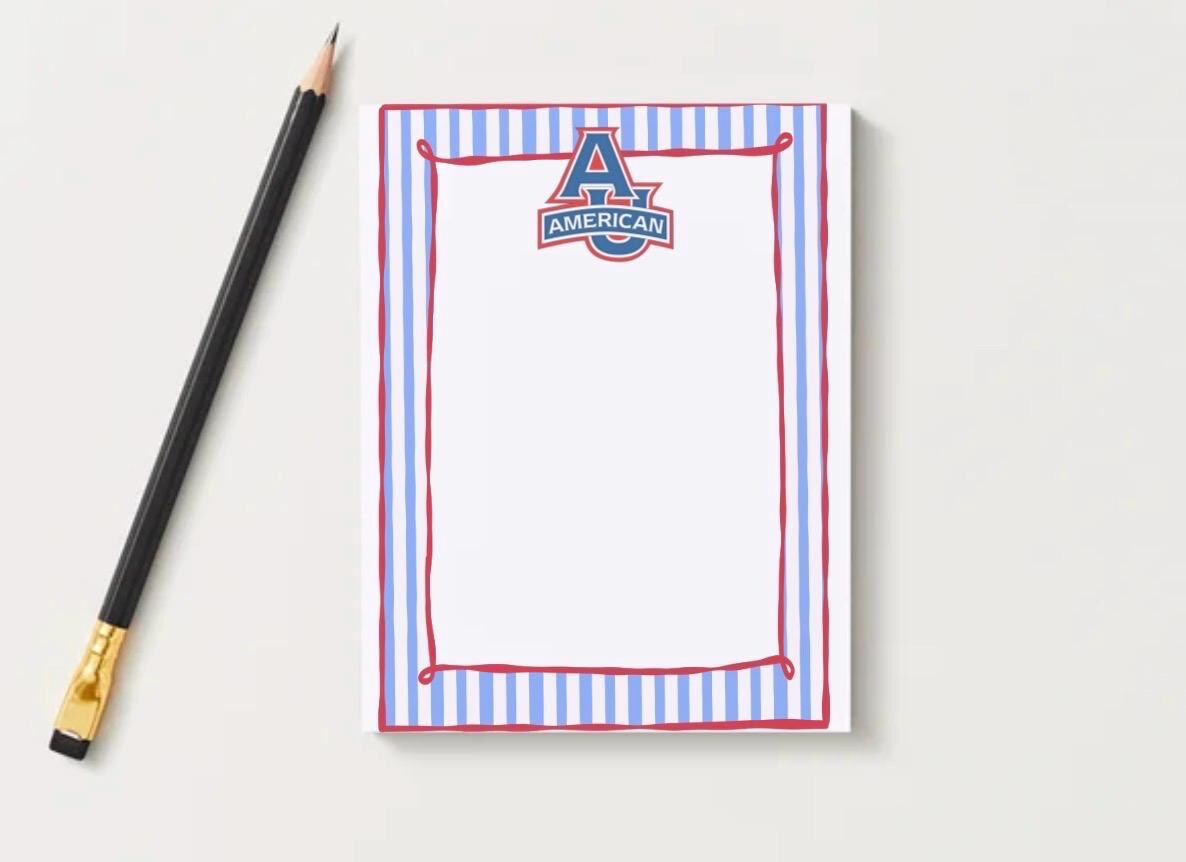 American University Inspired Notepad | Collegiate Desk Accessories, Stationery Gift (5x7)